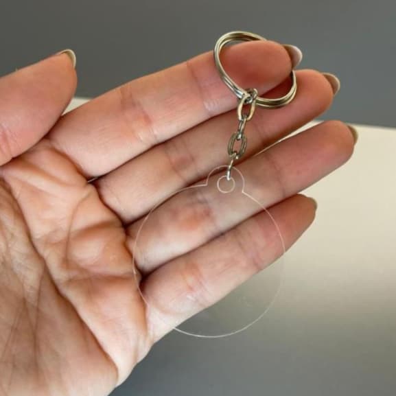 Chaveiro Acrílico Transparente Modelos Redondo e Quadrado