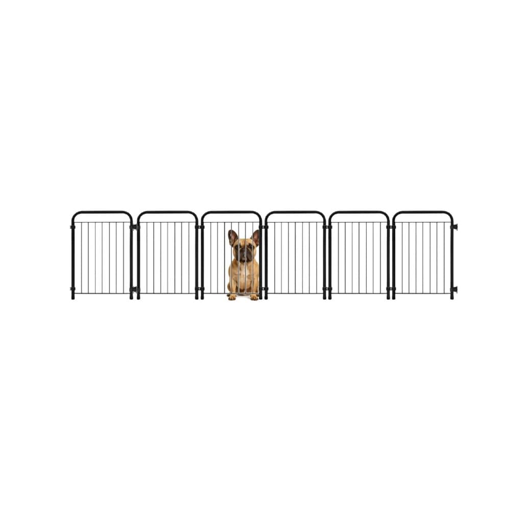 Cercado Pet Dobrável Portátil em Aço Carbono 6 Módulos 192x51,5cm • Grade de Segurança Para Cachorro