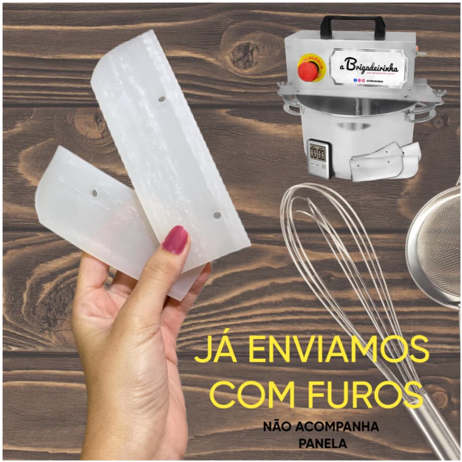 Kit Raspador De Silicone de Panela Mexedora para doces e massas A Brigadeirinha  24 Cm - A Brigadeirinha Inox 5,6 Litros