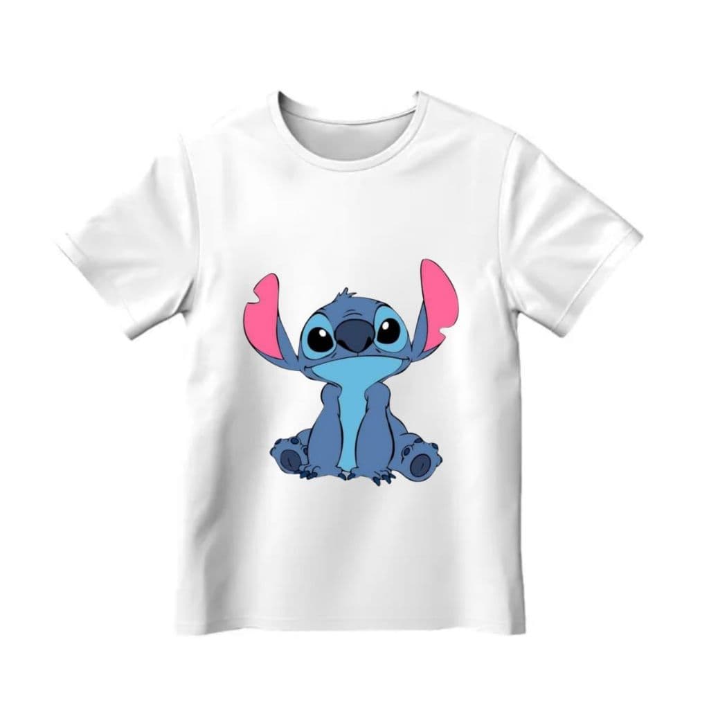 Camiseta Infantil 100% Algodão Estampada Lilo Stitch Manga Curta Unissex Linha Premium Envio Rápido