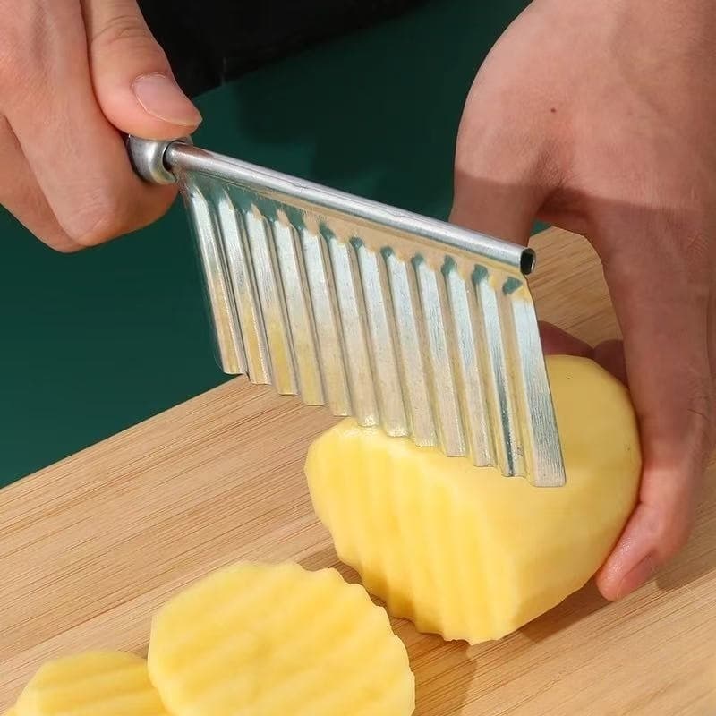 Faca Ondulada Inox para Batatas Fritas, Chips e Legumes – Corte Decorativo e Prático