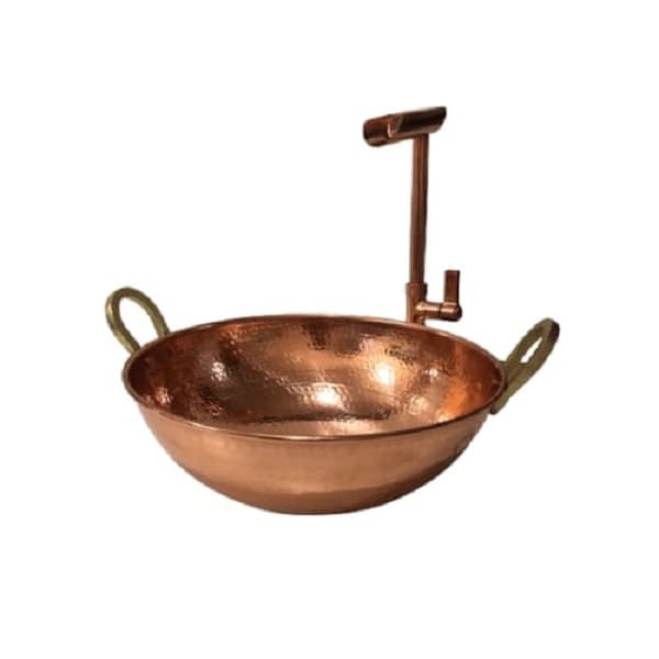 Kit Cuba De Cobre 33Cm + Torneira De Bancada