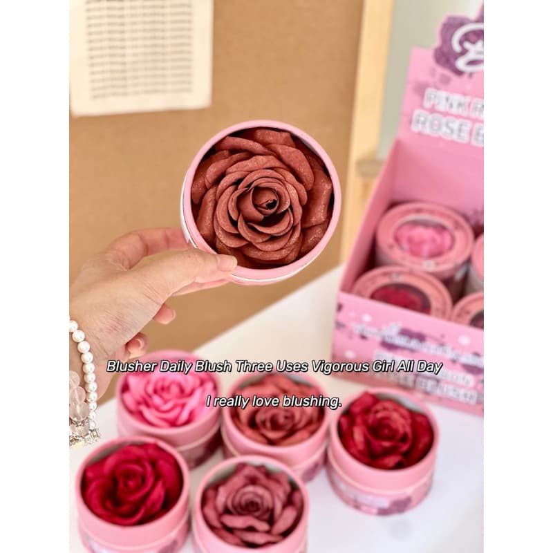 6Cores Floral Blush 3D Pétala De Rosa Marcador Natural Flor Pigmento Maquiagem Facial De Longa Duração Efeito Iq