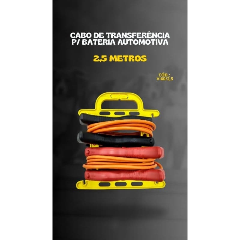 Cabo de Transferência de Carga para Bateria Automotiva 300A/12v 2,5MT ***Voltim(V-60)