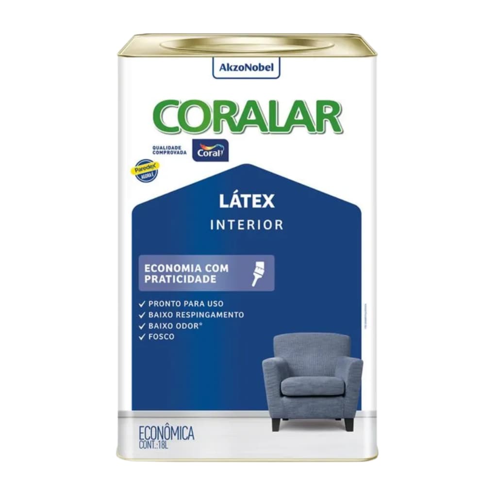 Tinta Latex Coralar Acrílica Fosca Econômica Coral Parede 18L  - Cores
