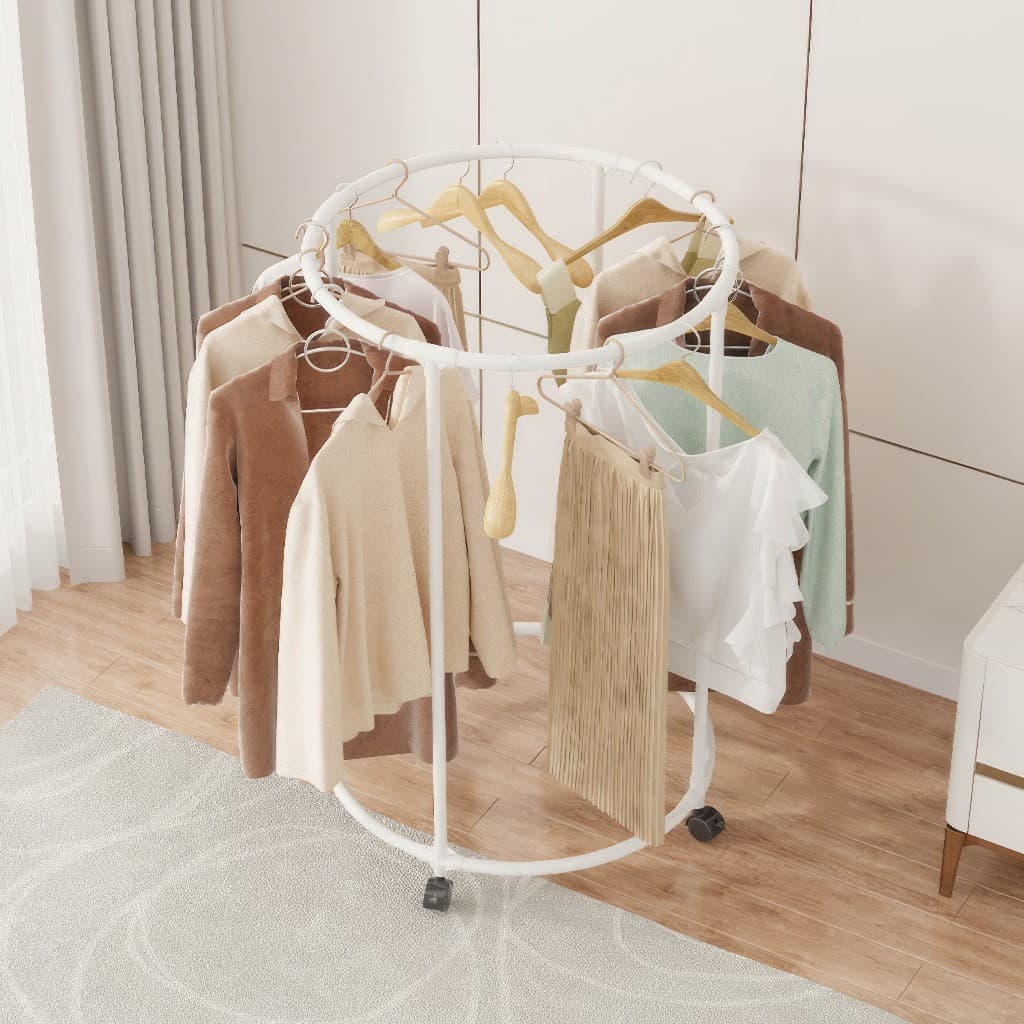 Arara Redonda com Rodas Cabideiro Prático para Organização de Roupas NOX MIX