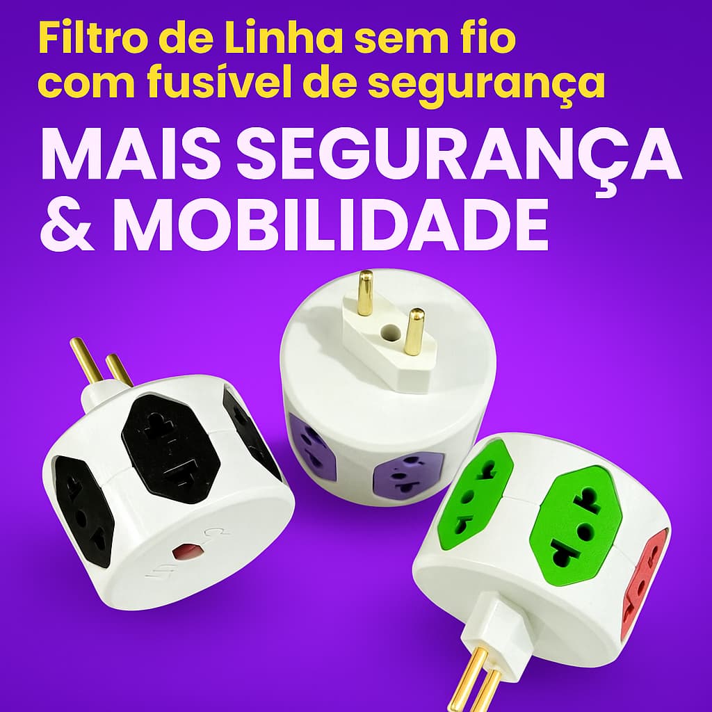 Filtro De Linha 6 Tomadas Sem Fio Adaptador Tomada Hexágono