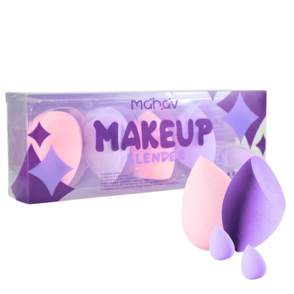 Kit Makeup Blender 06 Esponjas Maquiagem Mahav