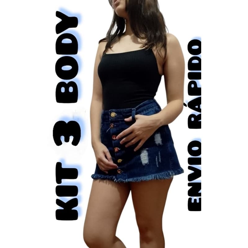 kit 3 body feminino alça fina/canelado Premium com forro P/M/G
