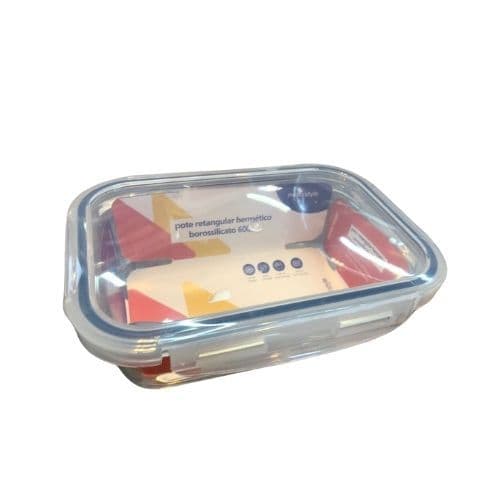 Potes Vidro 600ml Hermético Marmita Forno Retangular
