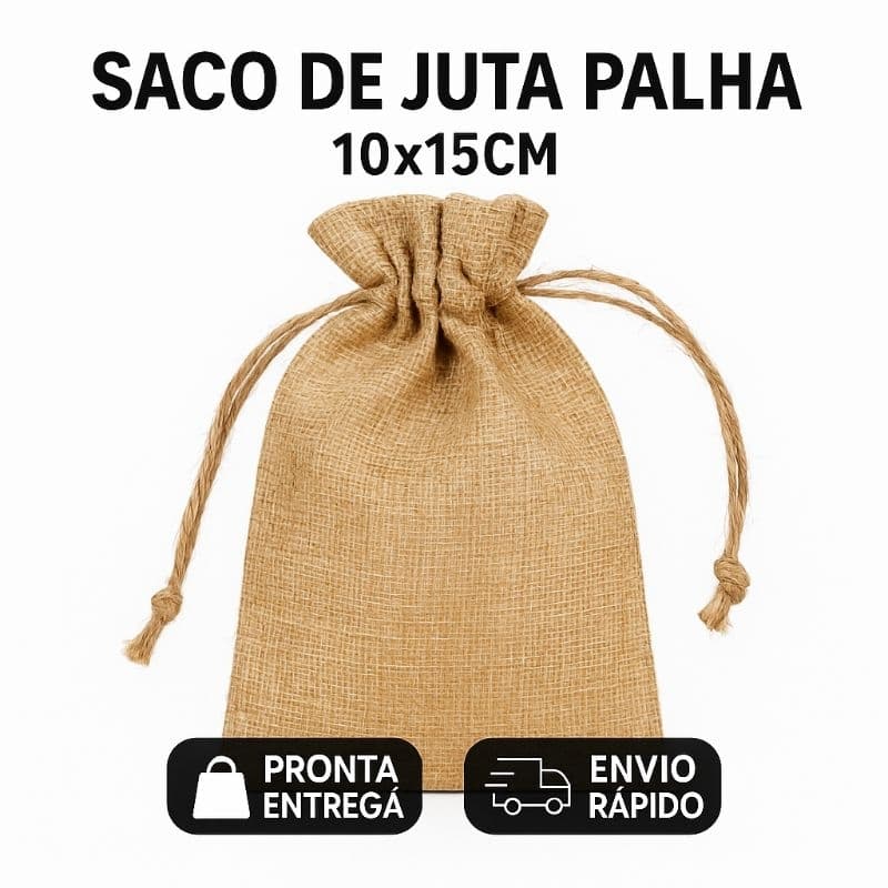Saco de Juta Palha 10x15cm - Embalagem para Presente - Lembrancinha - Casamento - Rústico - Festa