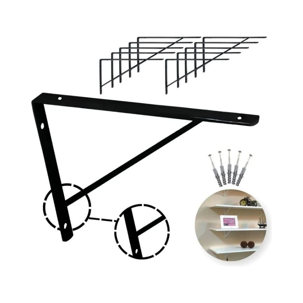 Kit 10 e 12 Suporte Mão Francesa Forte 25 Cm Kit Parafuso E Bucha
