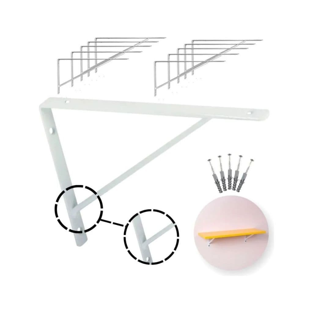 Kit 10 e 12 Suporte Mão Francesa Forte 30cm Reforçado Kit Instalação