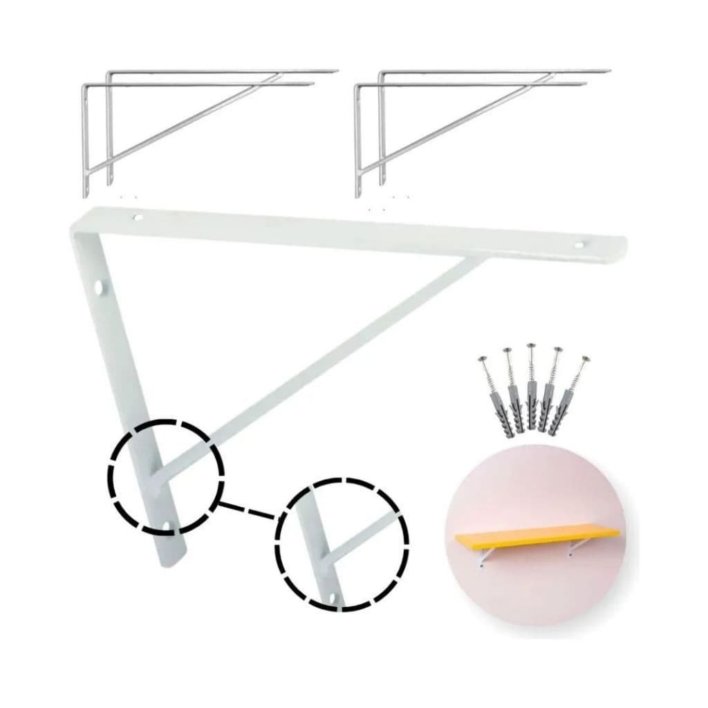 Kit 4 e 6 Cantoneira Mão Francesa Forte 40 Cm Parafusos E Buchas 2 Unidades
