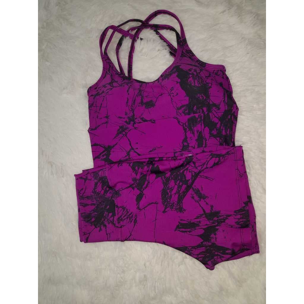 Conjunto Marmorizado Academia Fitness Short + Top com bojo