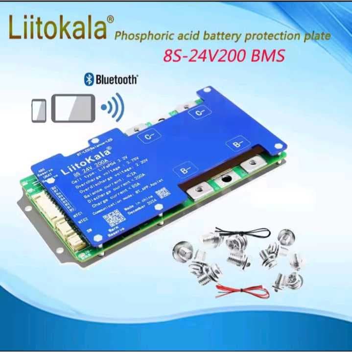 BMS Smart Lifepo4 LiitoKala 4S-12V100A Bluetooth  APP Bluetooth  proteção de equilíbrio Celulas