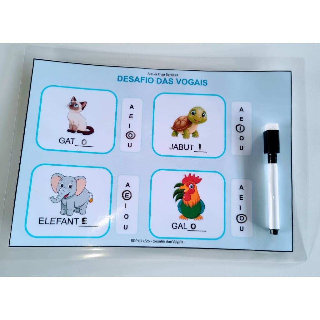 Recurso Pedagógico Plastificado Desafio das Vogais/Código RPP077/25