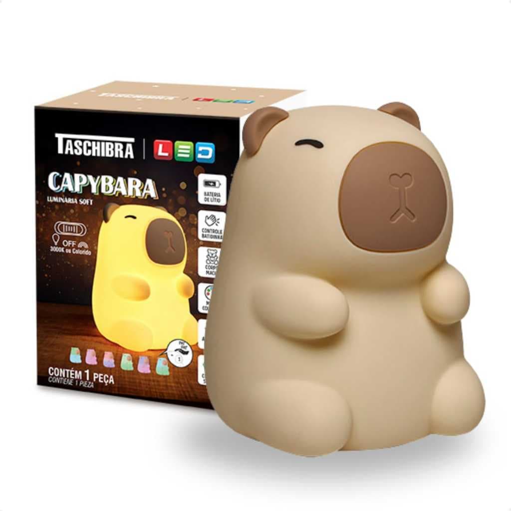 Luminária de Mesa Capybara 0,5W Muda de Cor RGB Taschibra Capivara
