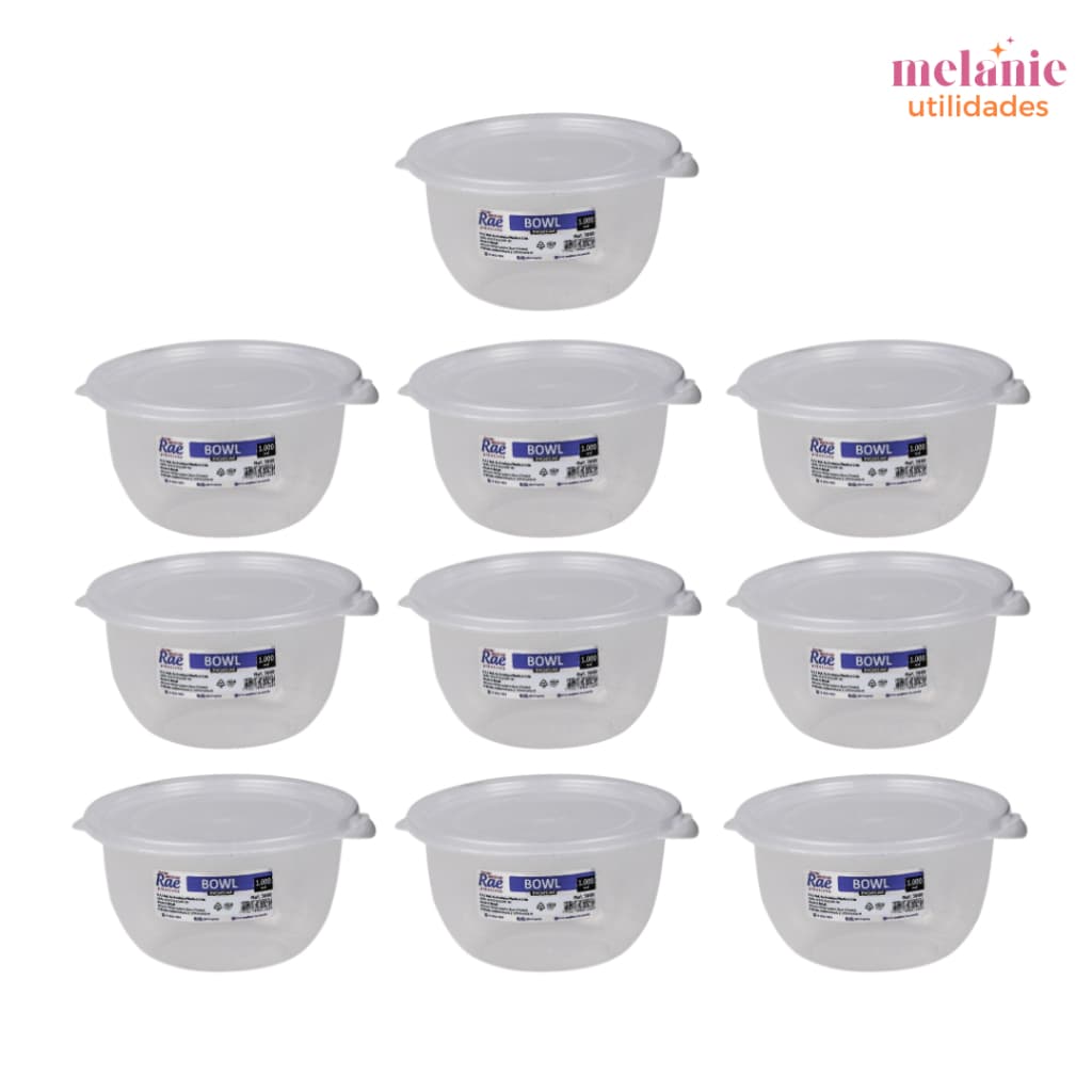Kit 10 Bowls 1 Litro de Plástico Premium Reforçado Marmita