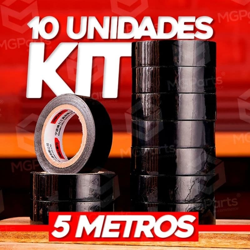 kit 10 Rolos de Fita isolante Original antichamas fita isolante preta anti raio alta tesão