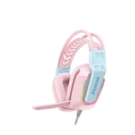 Fone De Ouvido Gamer Menina Feminino Rosa Com Fio Peining Fone Headset Com Microfone