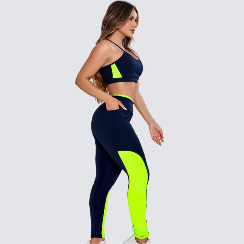 Conjunto Academia Top E Calça Com Bolso Zero Transparência