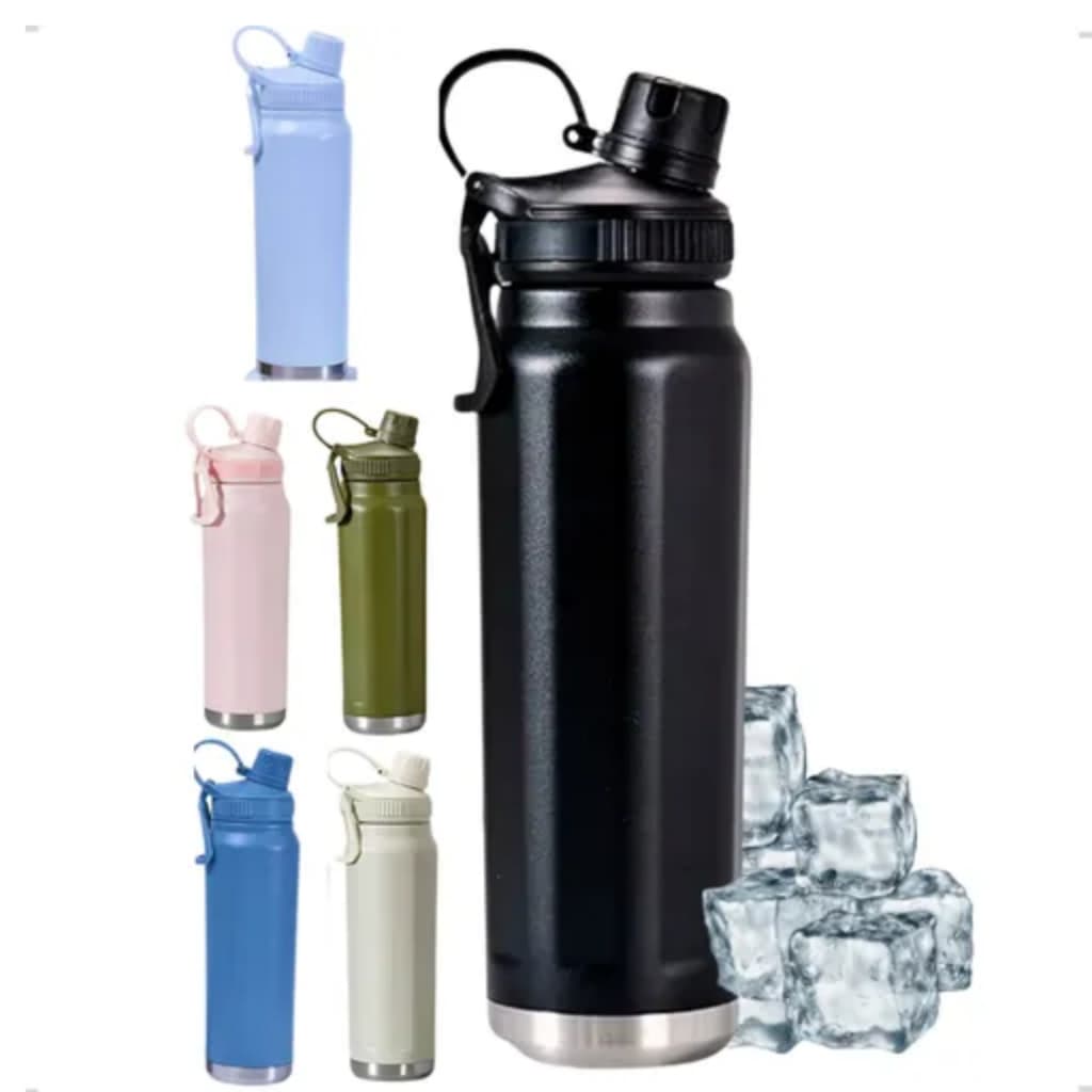 Garrafa Térmica Inox 800ml Com Alça Academia Bpa-free Nf-e