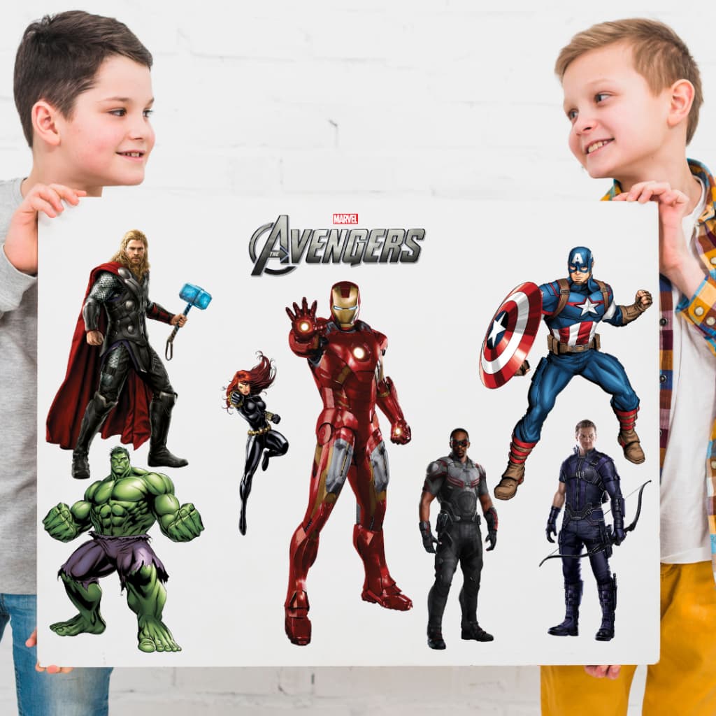 Papel de Parede Adesivo Vingadores Heróis Recorte Decorativo Para Quarto Infantil Homem de Ferro Hulk Capitão América