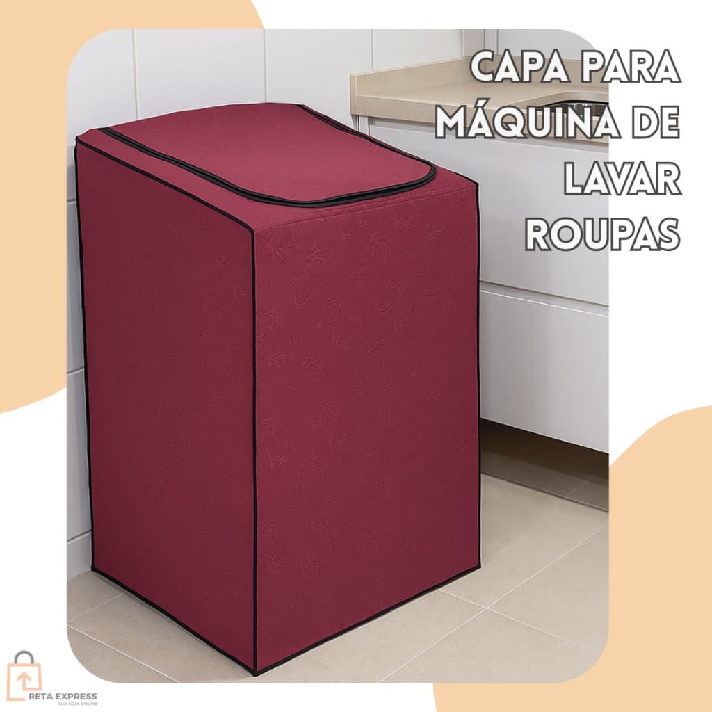 Capa Para Maquina De Lavar Com Abertura Superior Premim G vermelha impermeável