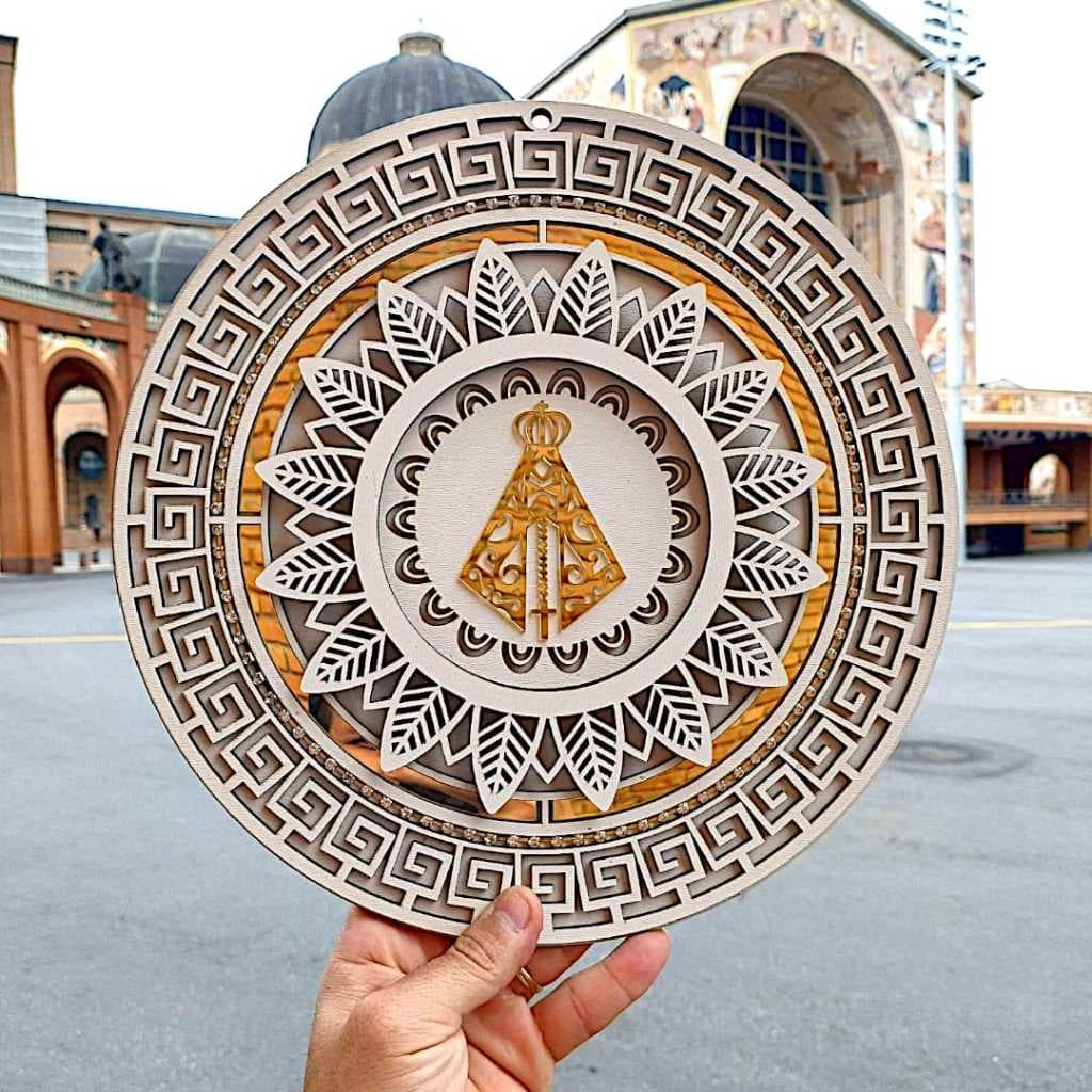 Mandala Adorno Luxo De Nossa Senhora Aparecida Item Decorativo MDF 30cm