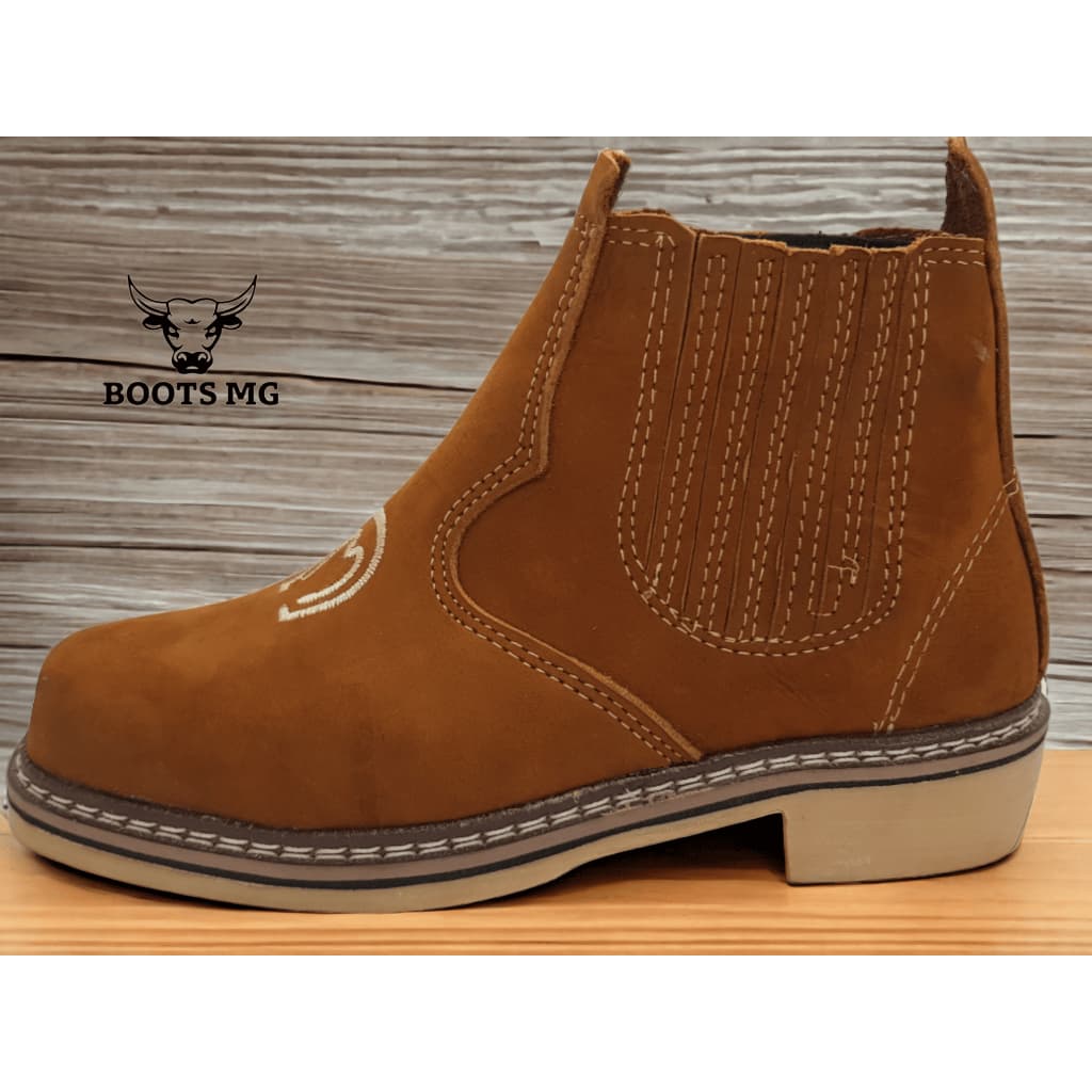Botina Masculina Sem Ziper Couro Bota Texana Rodeio Country Trabalho Promoção Butina Sapato Coturno Segurança Confort