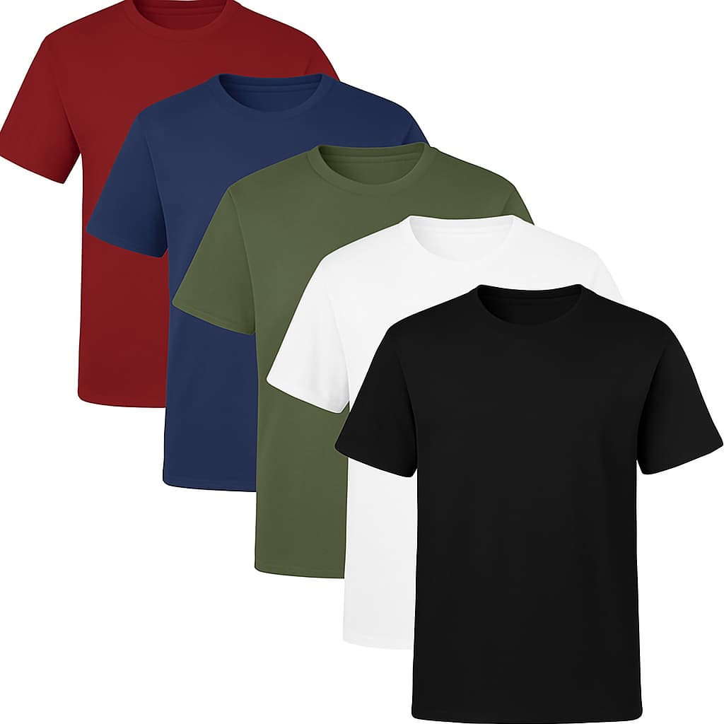 KIT 5 Camisetas Lisas100% Algodão Fio 30.1 Penteado Premium