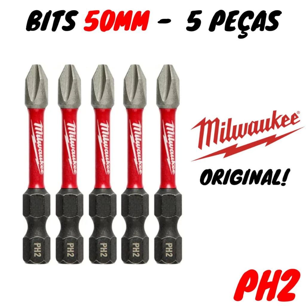 Bits Ph2 Milwaukee Shockwave Kit Ponteira (5 Peças) 50mm