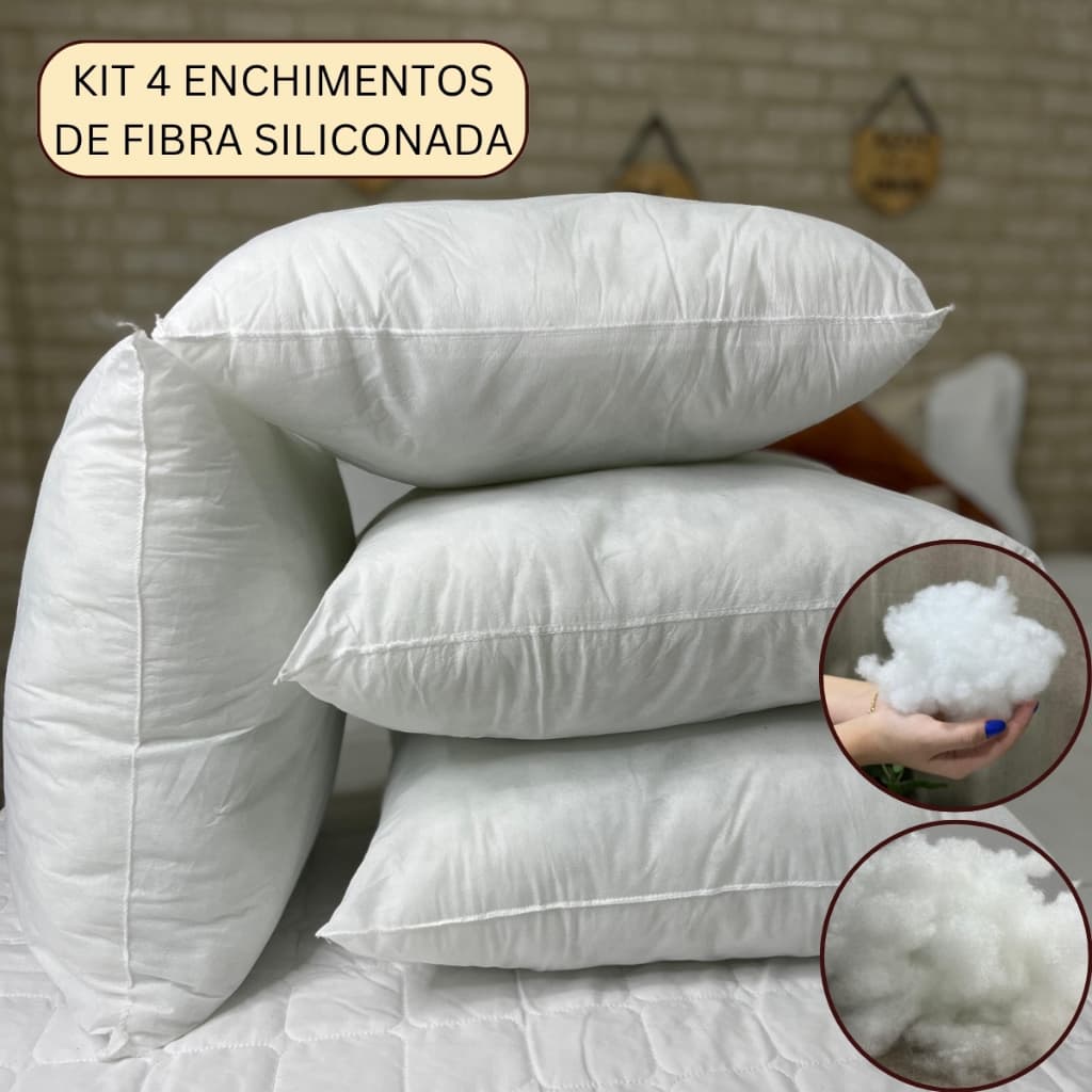 Kit 2/4/6 Unidades de Refil de Almofadas Varios tamanhos Enchimento Fibra Siliconada TNT
