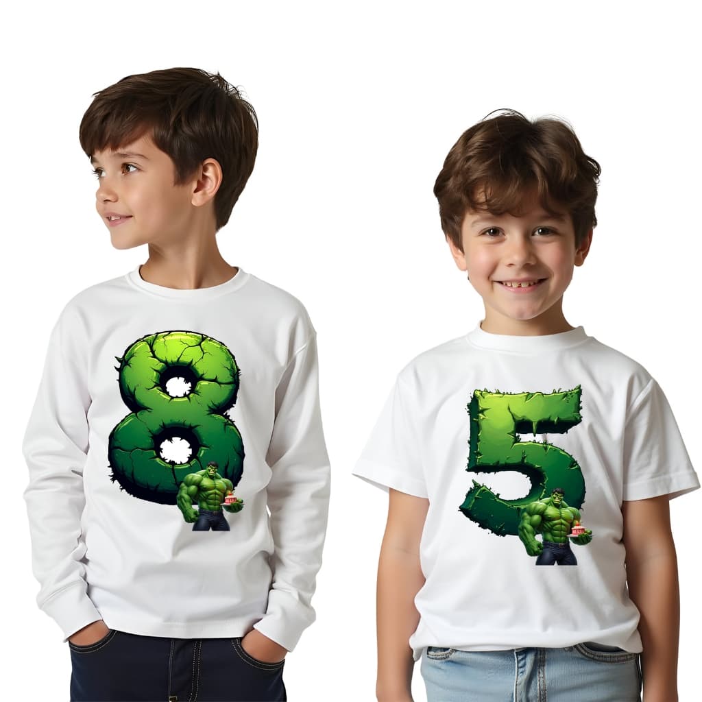 Camiseta Hulk Incrível Hulk Aniversário infantil 2 ao 9 anos Manga Curta e Longa