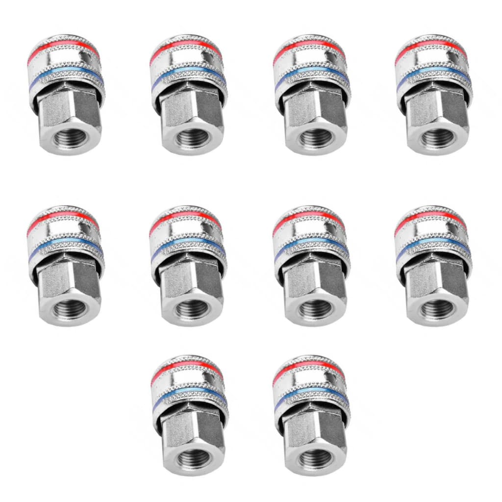 Engate Rápido p/ Ar 1/4 Fêmea Compressor Pneumática - 10 Peças