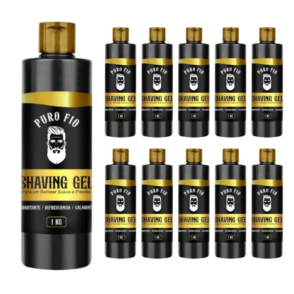 Kit 10x Shaving em Gel de Barbear Mentolado Puro Fio 1kg - Profissional, Barba Suave Sem Irritação
