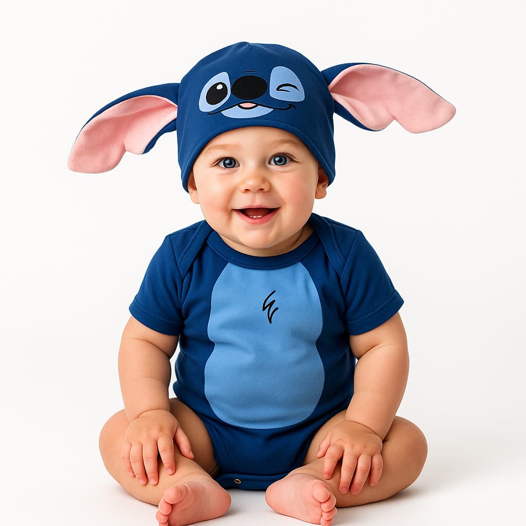 Body Bebê Infantil Algodão Mêsversário Temático Stitch Super Confortável Lançamento