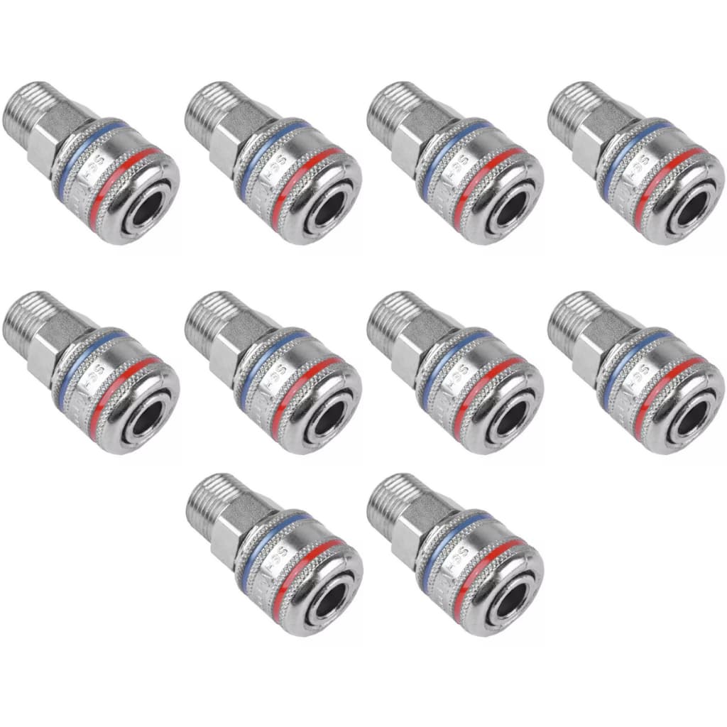 Engate Rápido p/ Ar 1/4 Macho Compressor Pneumática - 10 Peças