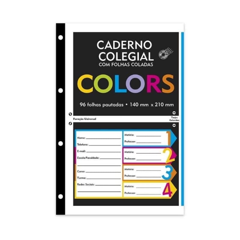 Folha de fichário pequeno colegial tamanho A5