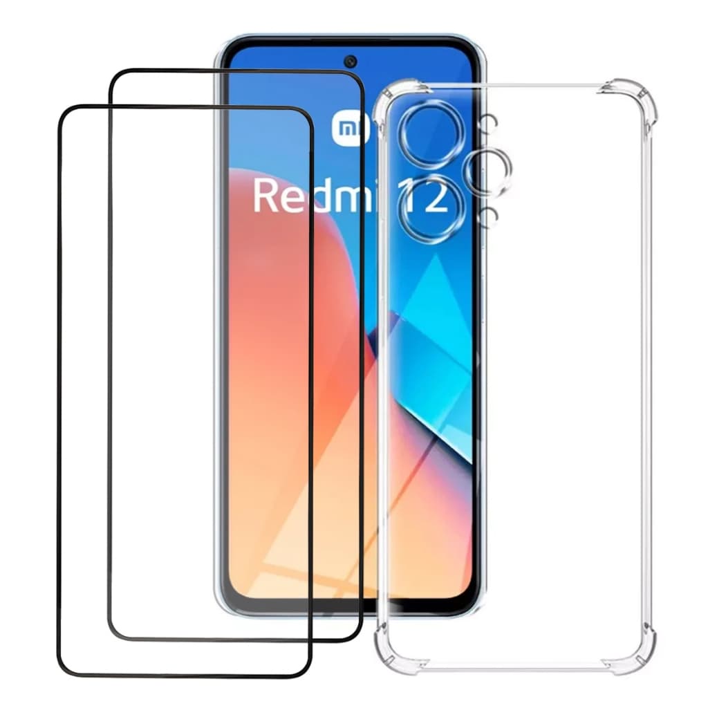 Capa + 2 Películas de vidro 3D Para Xiaomi Redmi 12