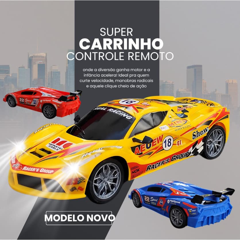 Carrinho Controle Remoto Ferrari Lamborghini Recarregável Farol LED Super Esportivo Infantil