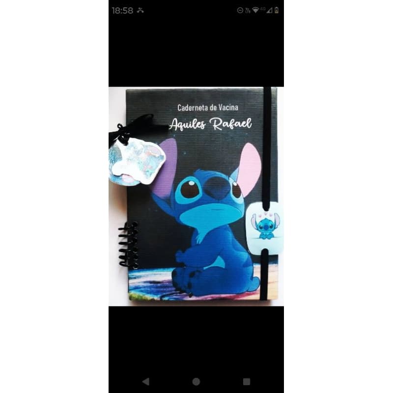Caderno de Vacina Personalizada Stitch