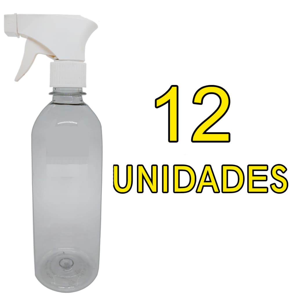 Kit 12 Garrafinhas 500ml com Gatilhos Spray/Stream