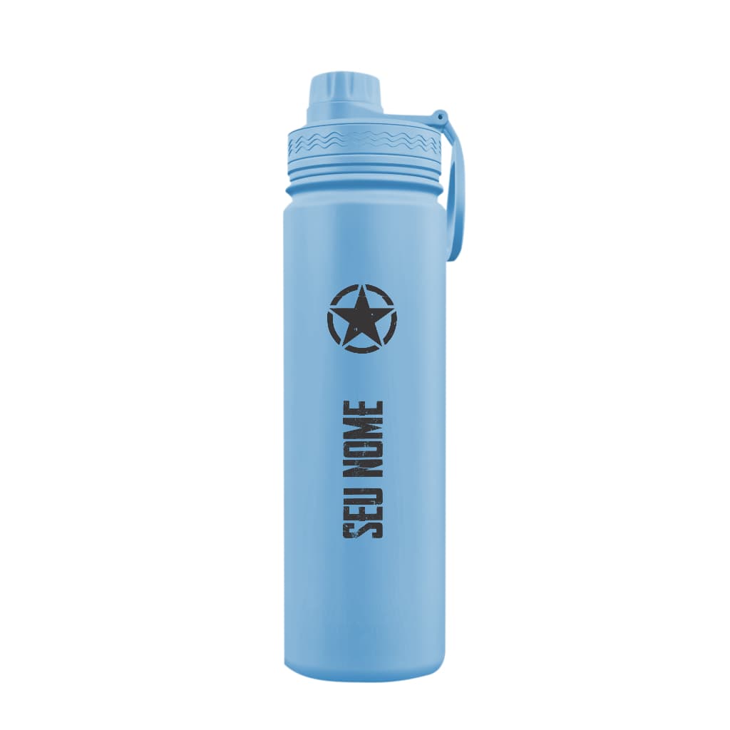 Garrafa Térmica Fresh Com Alça Personalizada Estrela Camuflada Com Nome