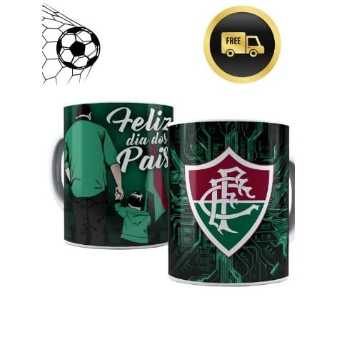 Caneca Fluminense Dia dos Pais – Presente Personalizado Pai Tricolor, Porcelana 325ml Flu