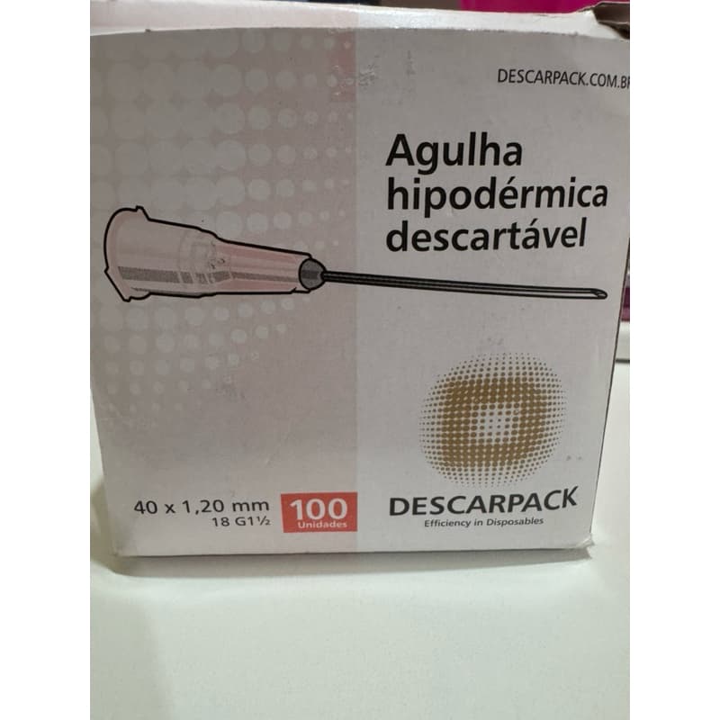 AGULHA 40x1,20 mm 18G1 1/2 (Caixa com 100 uni) Canhão Rosa