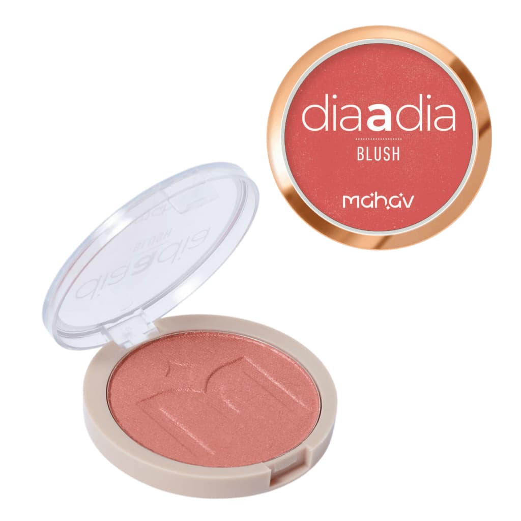 Blush Cintilante Dia a Dia Mahav Cor Red Shine Textura Aveludada Efeito Glow