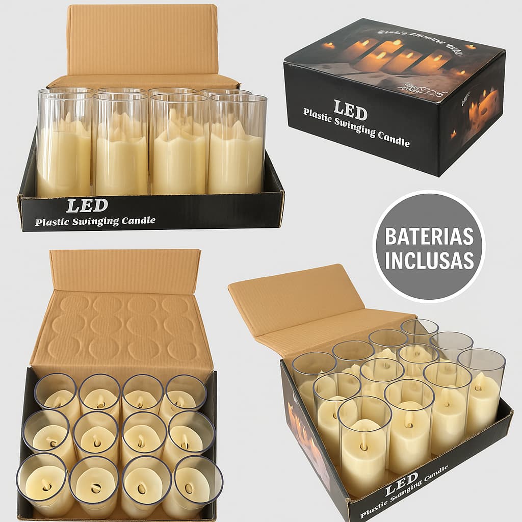 Kit 12 Vela LED Decorativa 10/12/14cm PVC com Chama Viva Efeito Realista Bateria Inclusa
