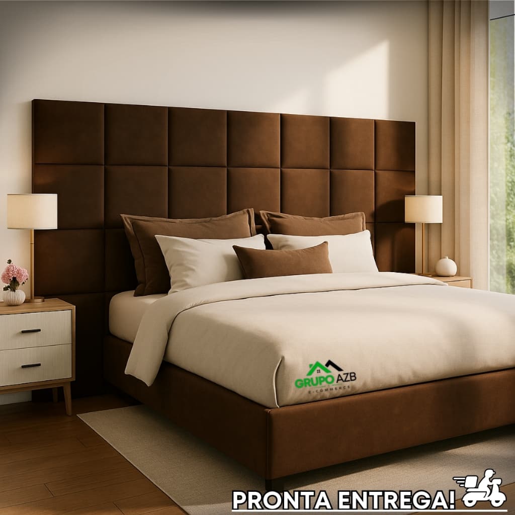 Kit até 16 Cabeceira de Cama Modulada Box Solteiro Solteirão Queen King | Adesiva Estofada 40x30cm